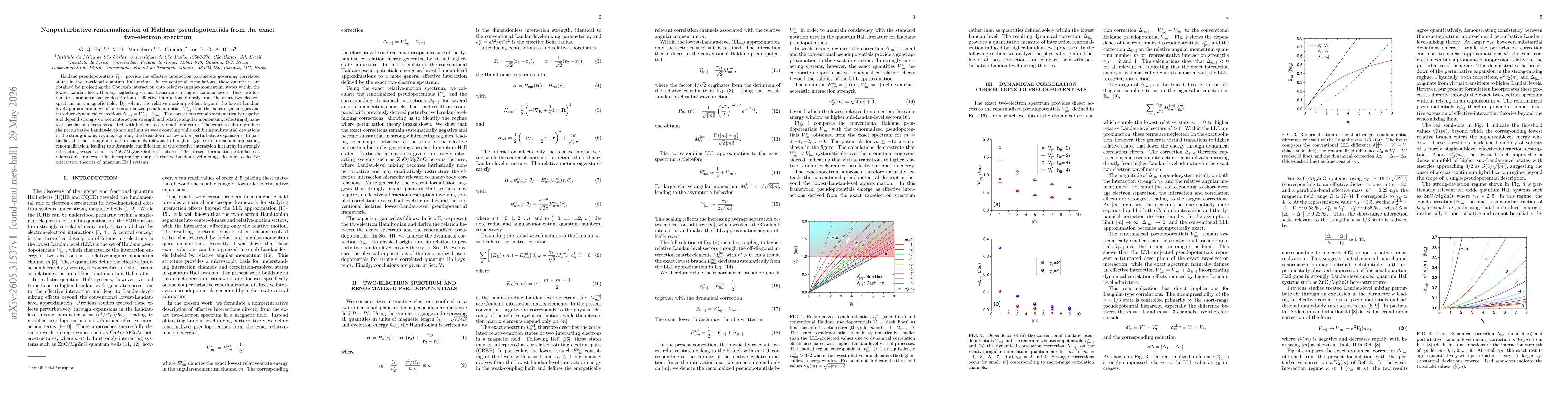 Thumbnail for Nonperturbative renormalization of Haldane pseudopotentials from the exact two-electron spectrum