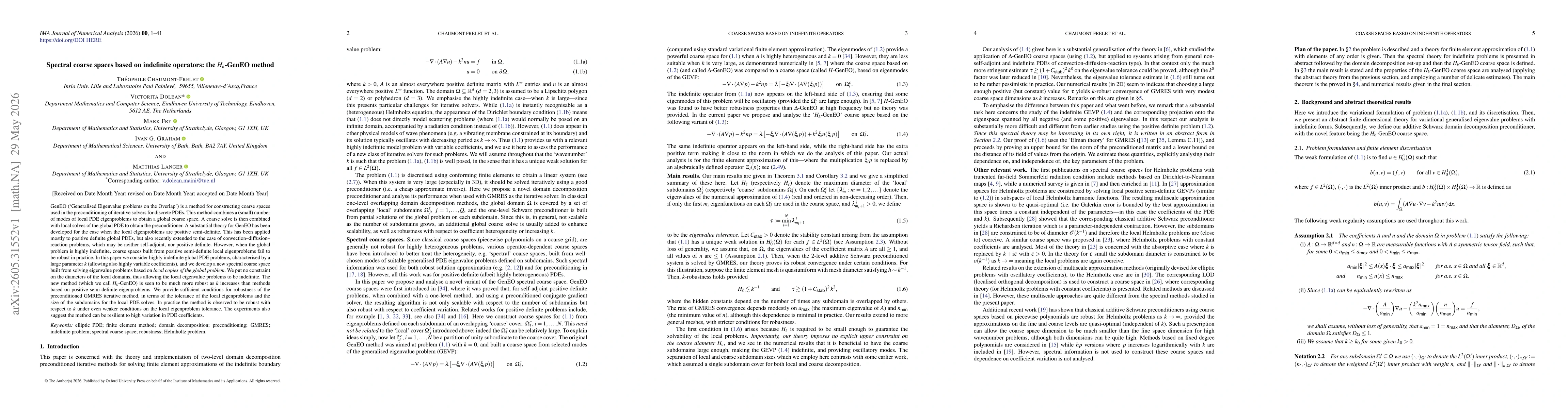 Thumbnail for Spectral coarse spaces based on indefinite operators: the $H_k$-GenEO method