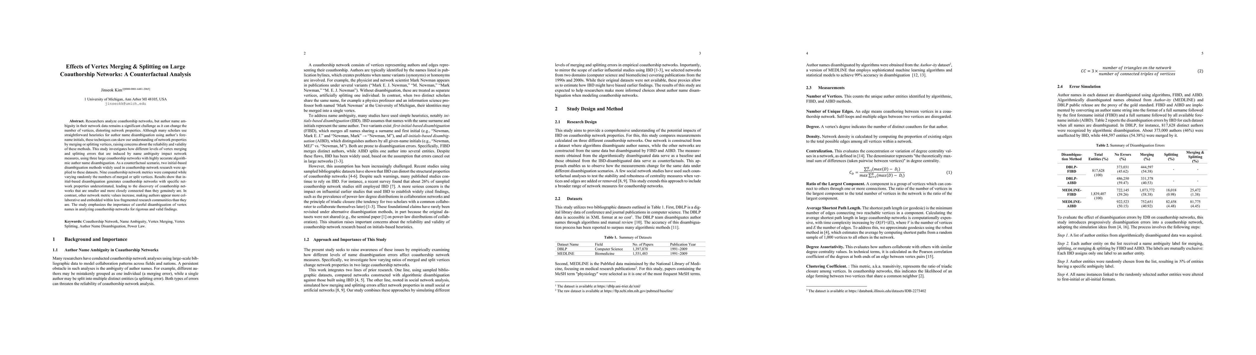 Thumbnail for Effects of Vertex Merging & Splitting on Large Coauthorship Networks: A Counterfactual Analysis
