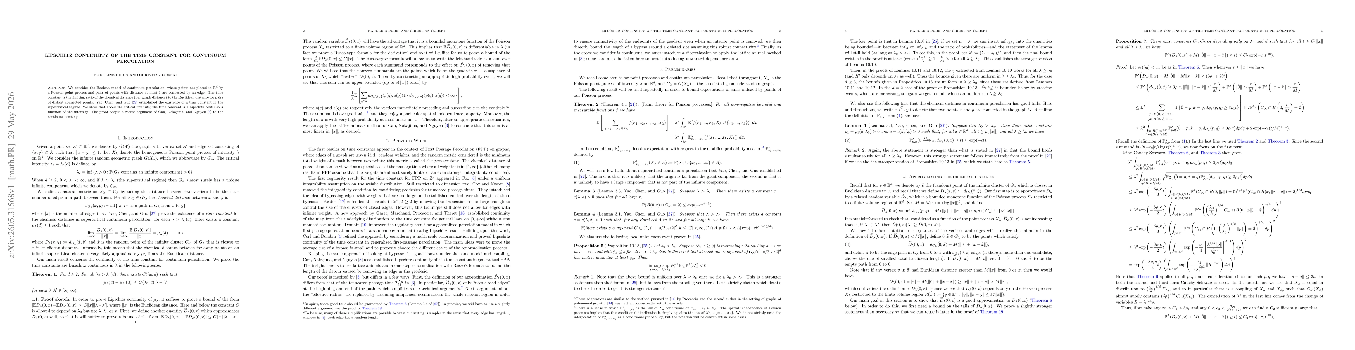 Thumbnail for Lipschitz continuity of the time constant for continuum percolation