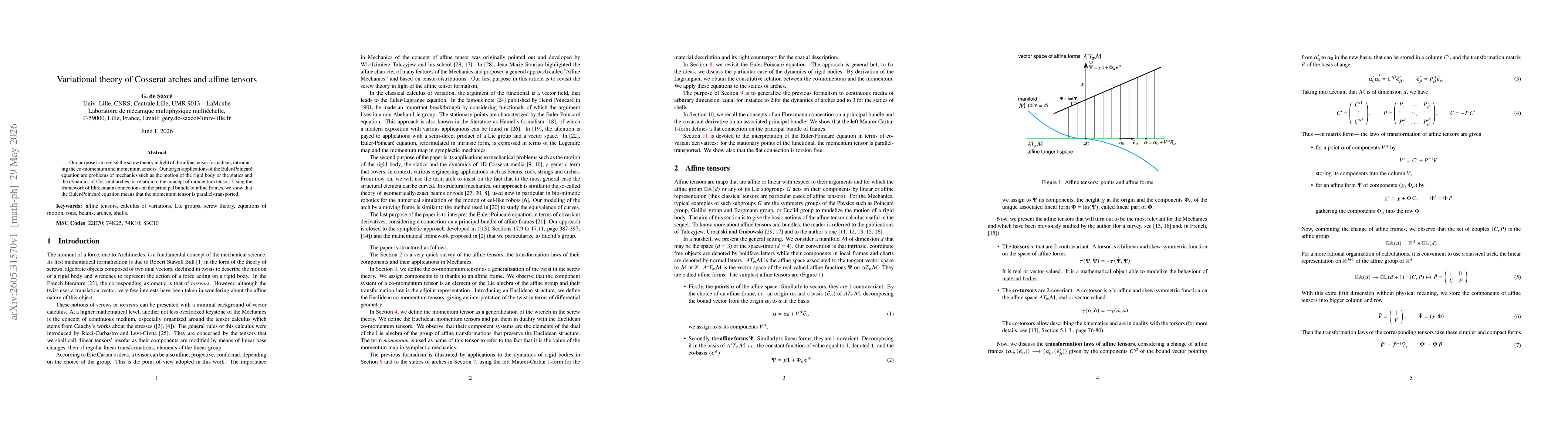 Thumbnail for Variational theory of Cosserat arches and affine tensors