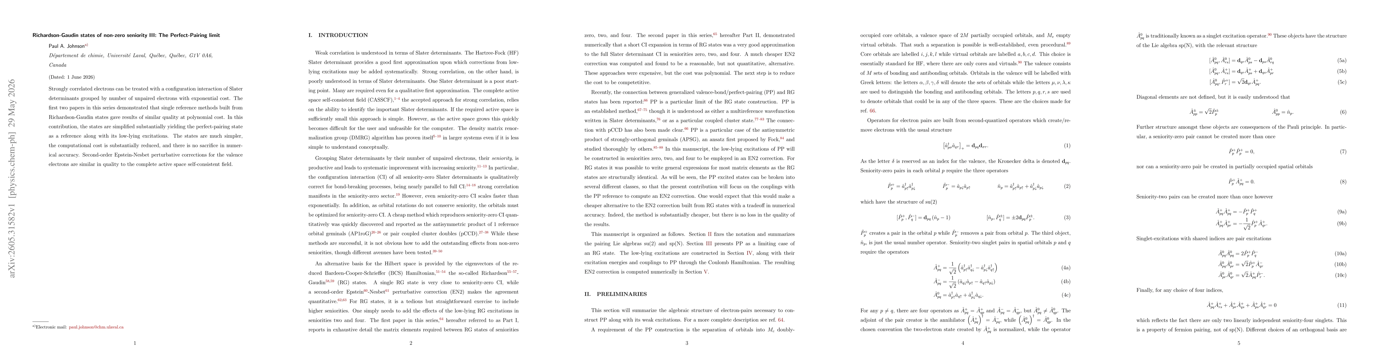 Thumbnail for Richardson-Gaudin states of non-zero seniority III: The Perfect-Pairing limit