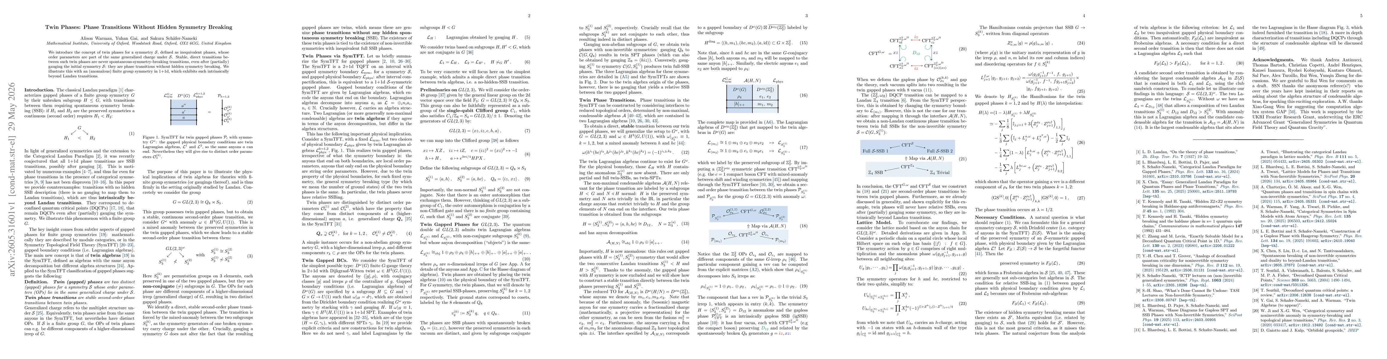 Thumbnail for Twin Phases: Phase Transitions Without Hidden Symmetry Breaking