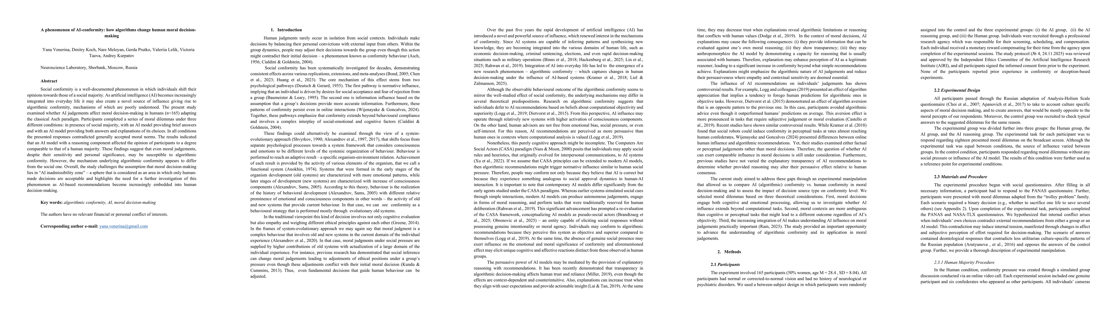 Thumbnail for A phenomenon of AI-conformity: how algorithms change human moral decision-making