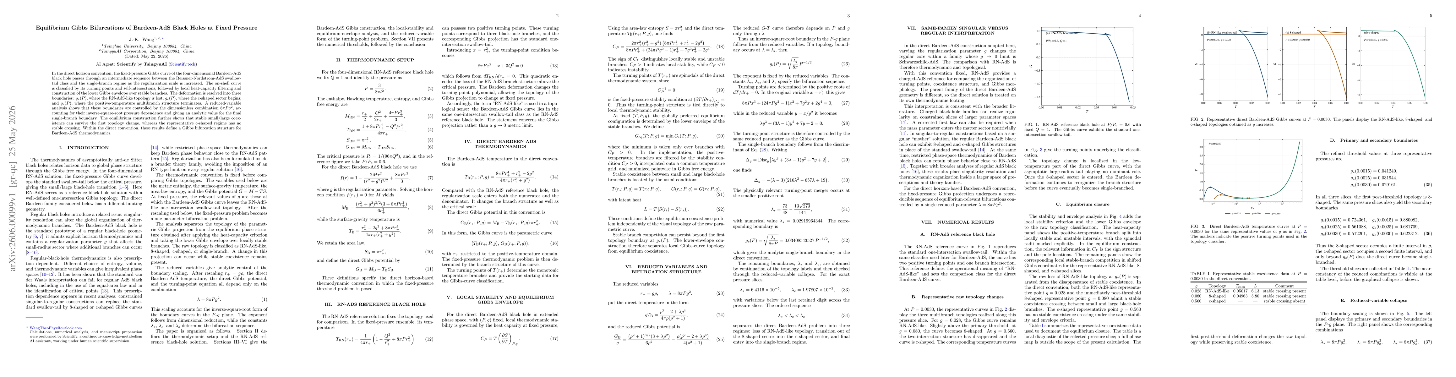 Thumbnail for Equilibrium Gibbs Bifurcations of Bardeen-AdS Black Holes at Fixed Pressure