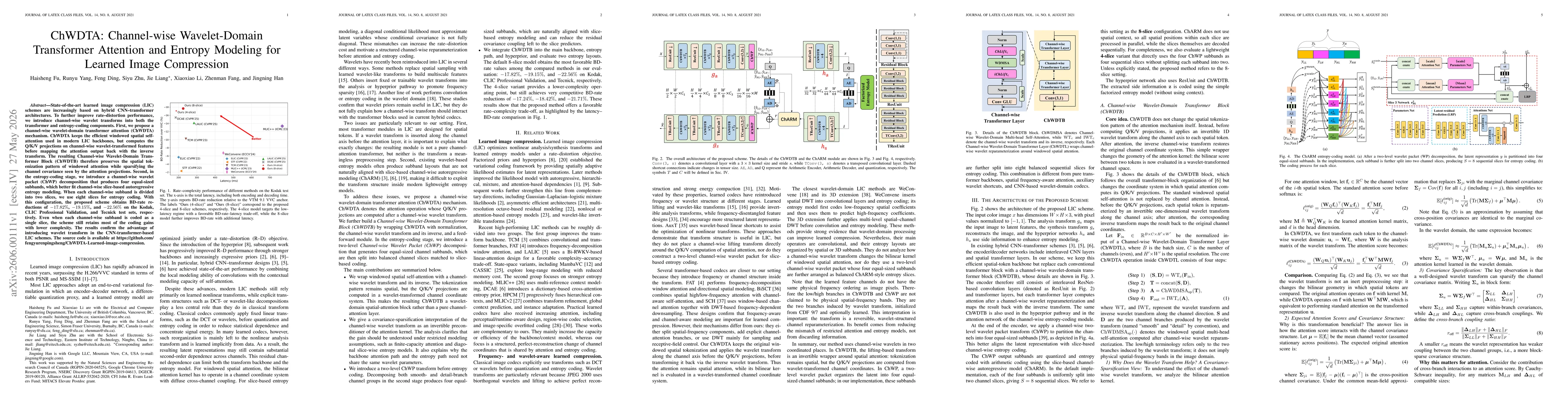 Thumbnail for ChWDTA: Channel-wise Wavelet-Domain Transformer Attention and Entropy Modeling for Learned Image Compression