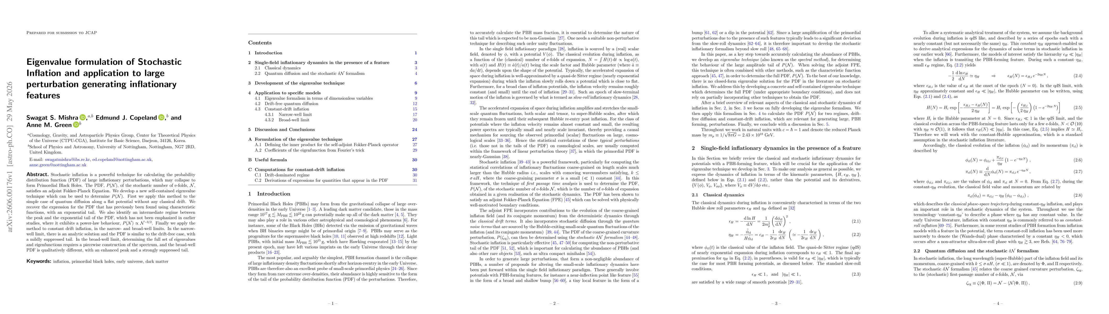 Thumbnail for Eigenvalue formulation of Stochastic Inflation and application to large perturbation generating inflationary features