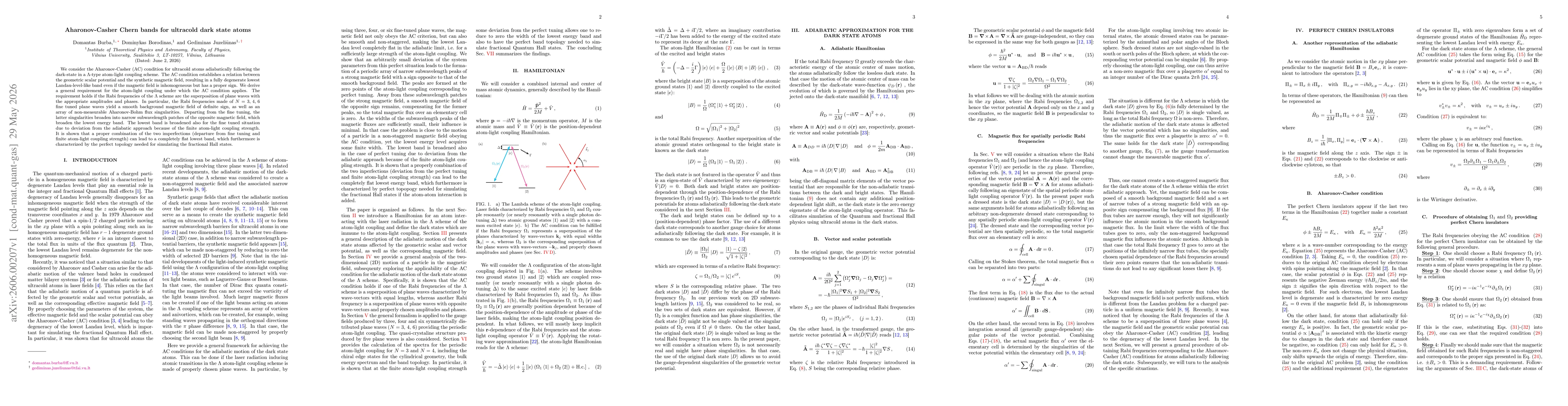 Thumbnail for Aharonov-Casher Chern bands for ultracold dark state atoms