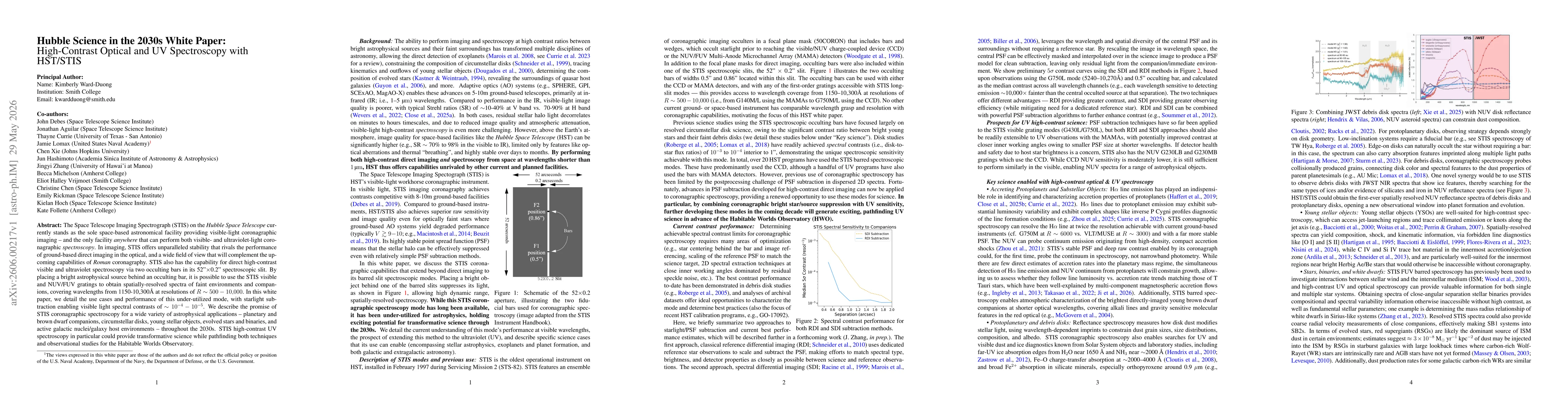 Thumbnail for Hubble Science in the 2030s White Paper: High-Contrast Optical and UV Spectroscopy with HST/STIS