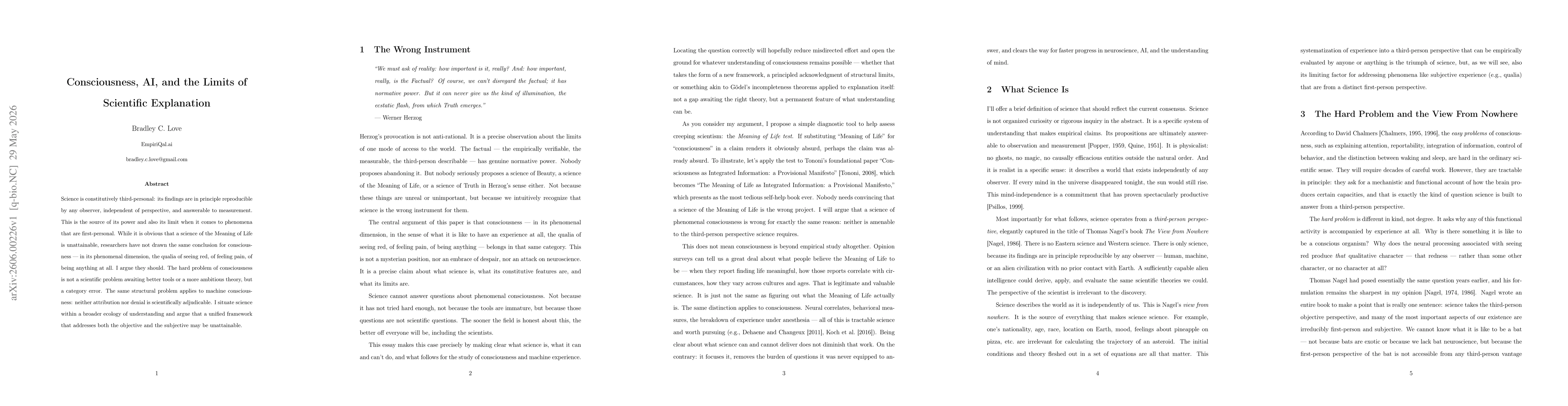 Thumbnail for Consciousness, AI, and the Limits of Scientific Explanation