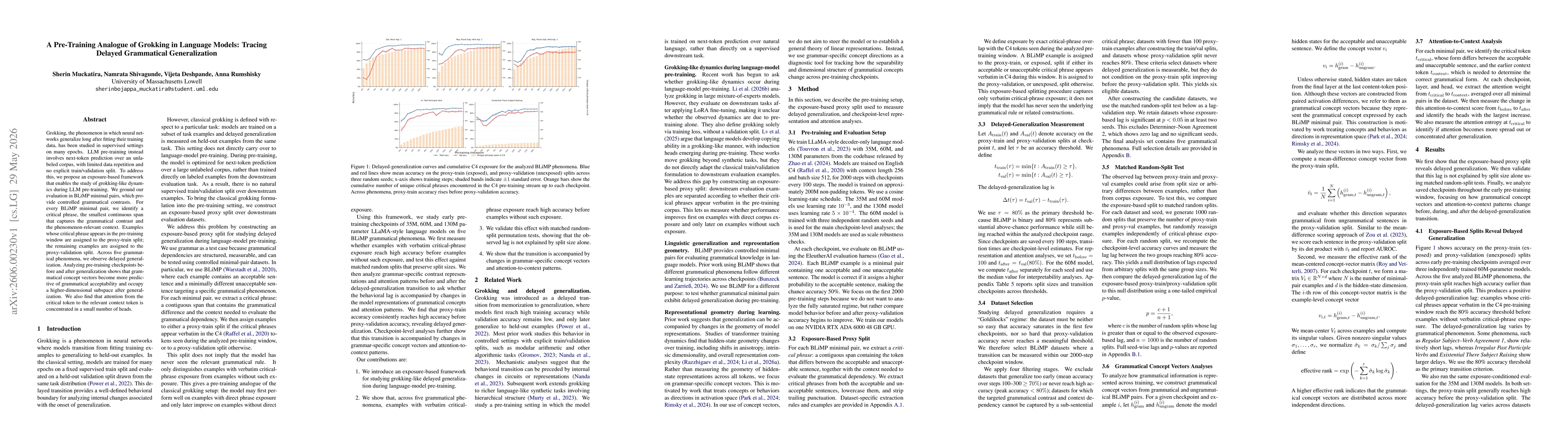 Thumbnail for A Pre-Training Analogue of Grokking in Language Models: Tracing Delayed Grammatical Generalization