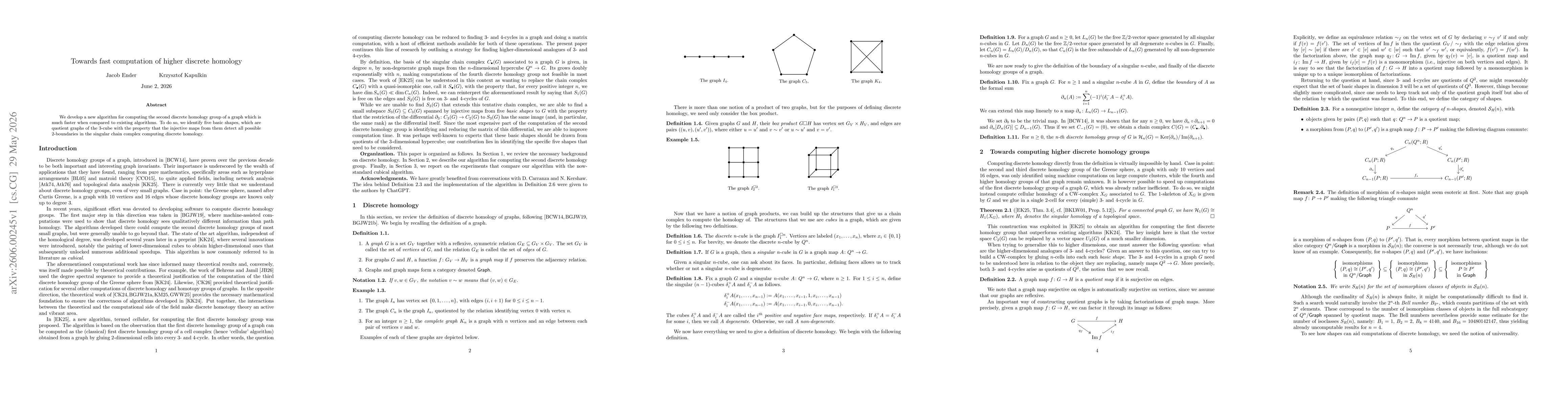 Thumbnail for Towards fast computation of higher discrete homology