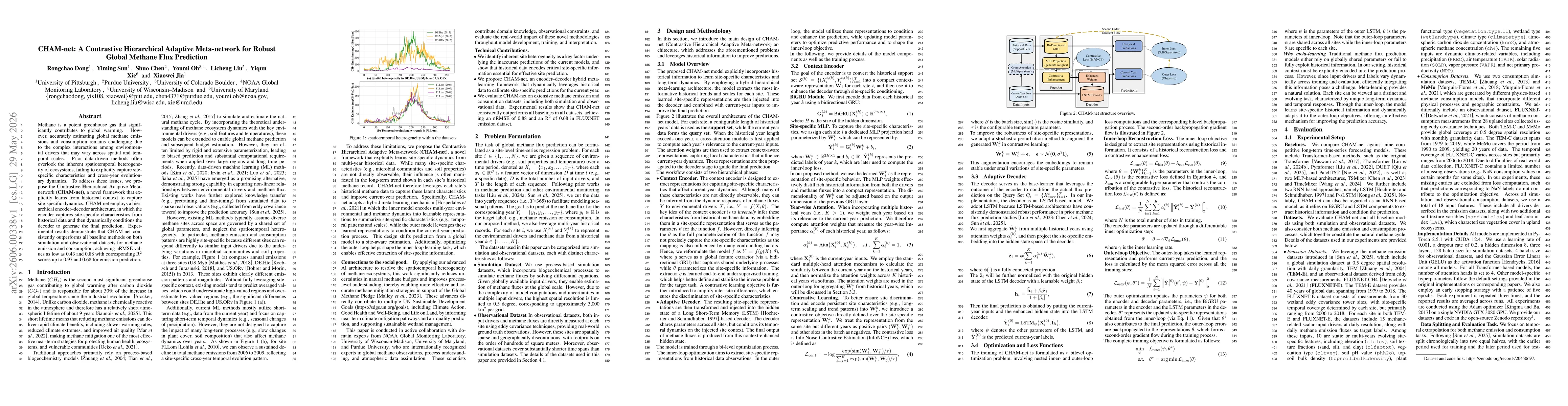 Thumbnail for CHAM-net: A Contrastive Hierarchical Adaptive Meta-network for Robust Global Methane Flux Prediction