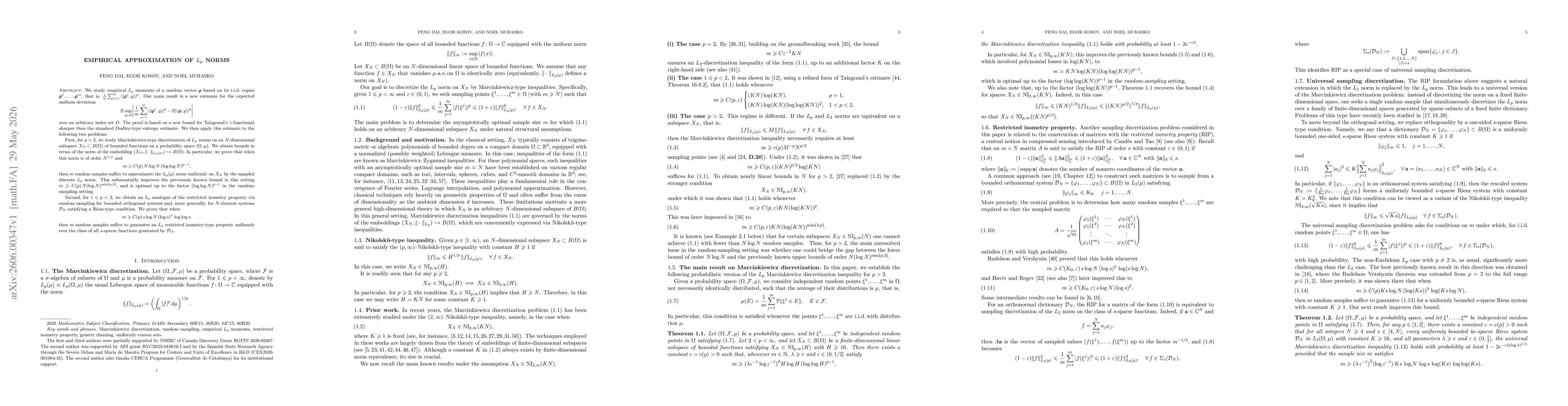 Thumbnail for Empirical Approximation of $L_p$ Norms