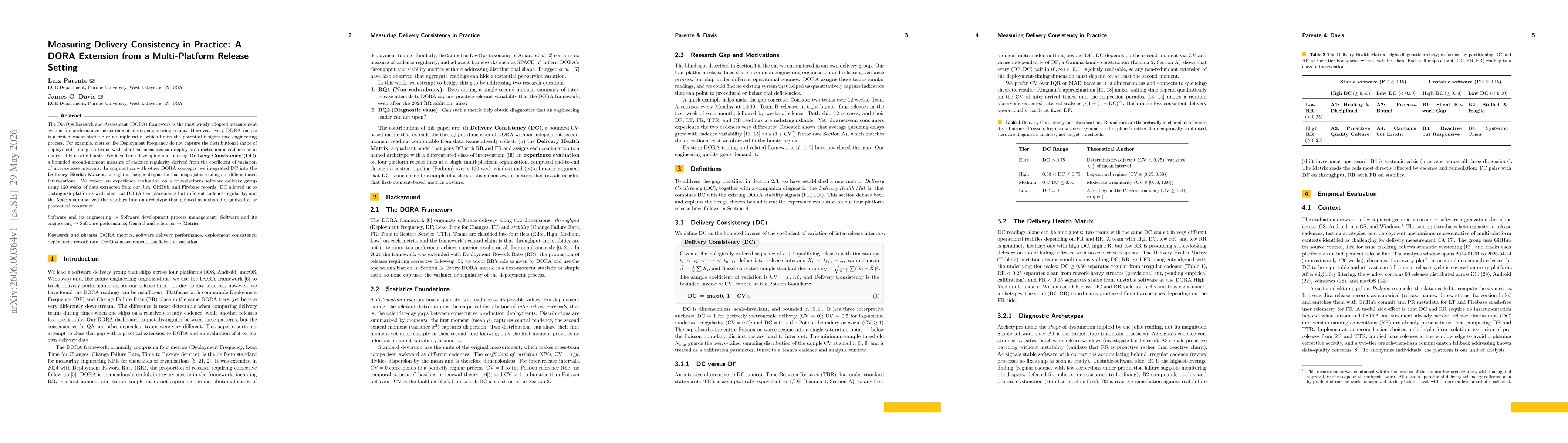 Thumbnail for Measuring Delivery Consistency in Practice: A DORA Extension from a Multi-Platform Release Setting