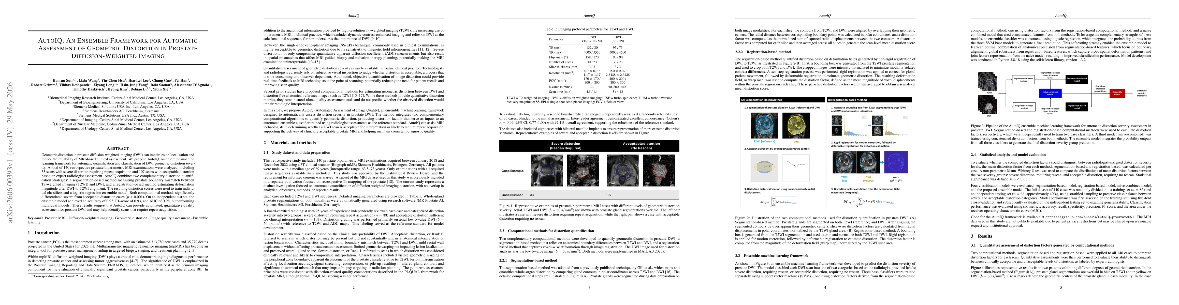 Thumbnail for AutoIQ: An Ensemble Framework for Automatic Assessment of Geometric Distortion in Prostate Diffusion-Weighted Imaging