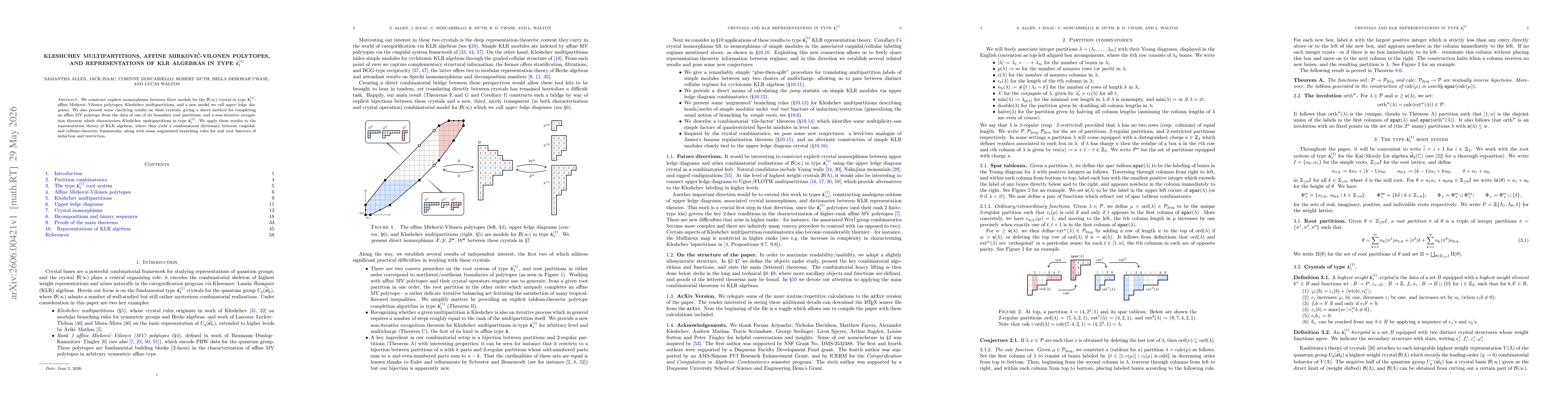 Thumbnail for Kleshchev multipartitions, affine Mirković-Vilonen polytopes, and representations of KLR algebras in type ${\tt A}^{(1)}_1$