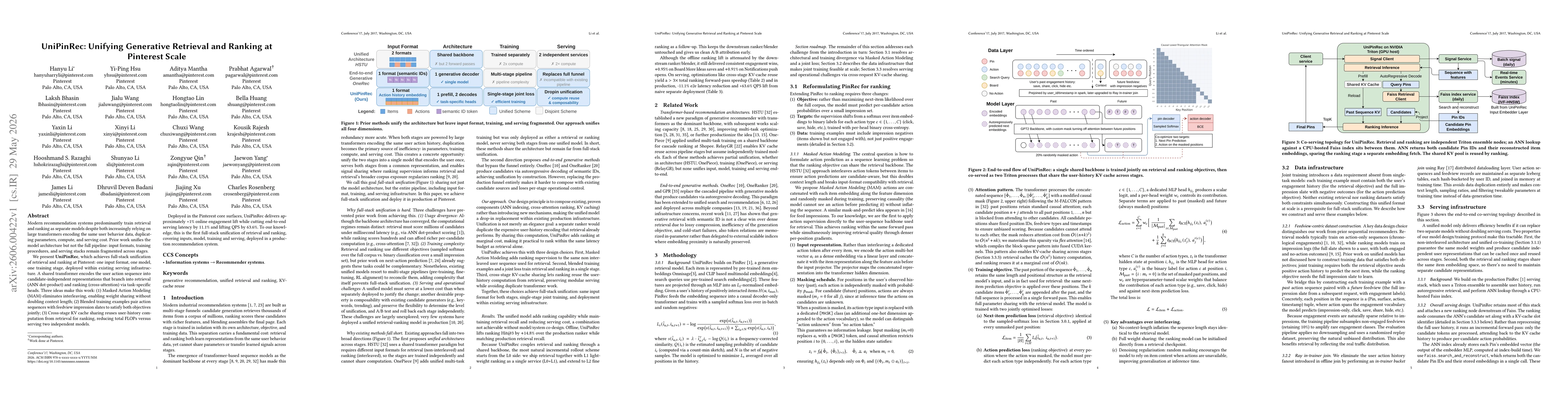 Thumbnail for UniPinRec: Unifying Generative Retrieval and Ranking at Pinterest Scale