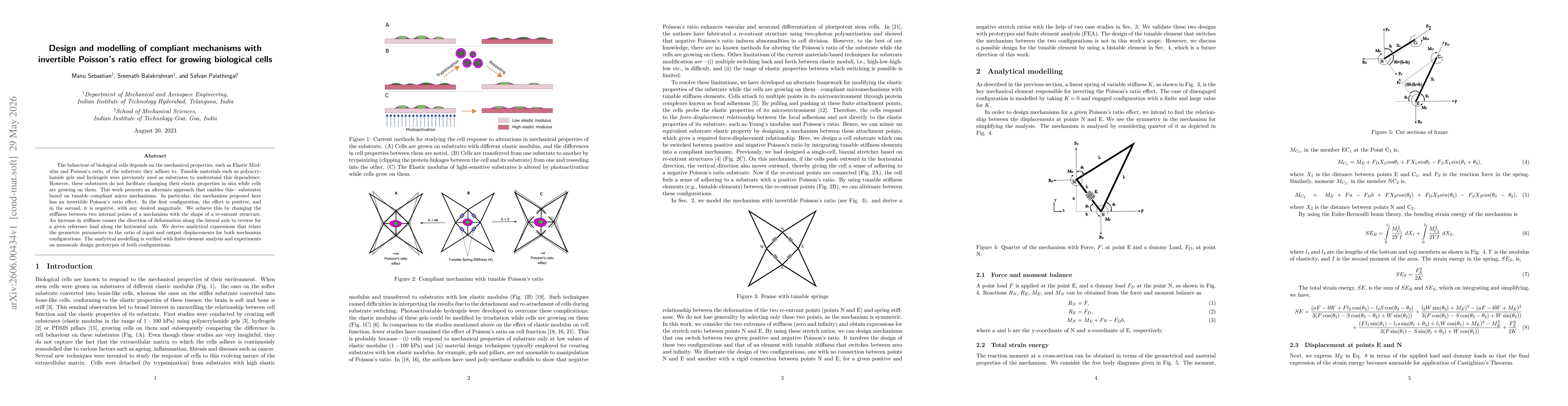 Thumbnail for Design and modelling of compliant mechanisms with invertible Poisson's ratio effect for growing biological cells