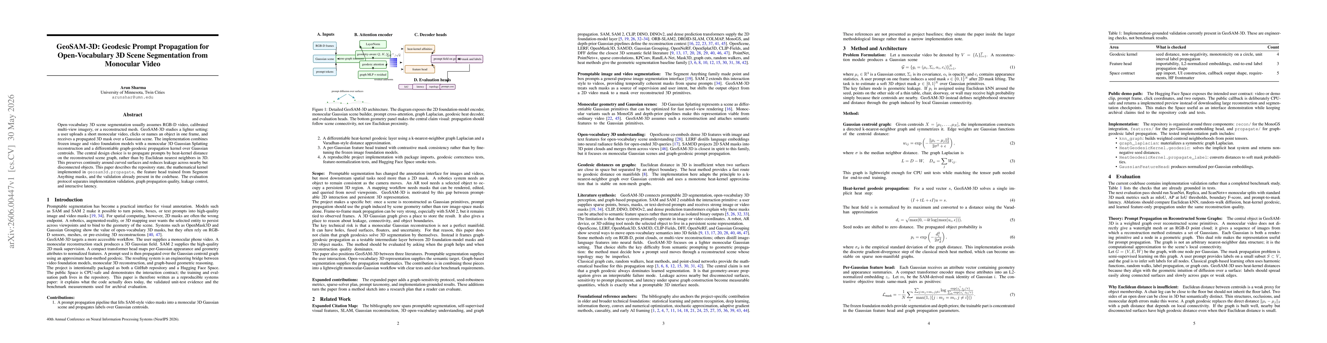 Thumbnail for GeoSAM-3D: Geodesic Prompt Propagation for Open-Vocabulary 3D Scene Segmentation from Monocular Video
