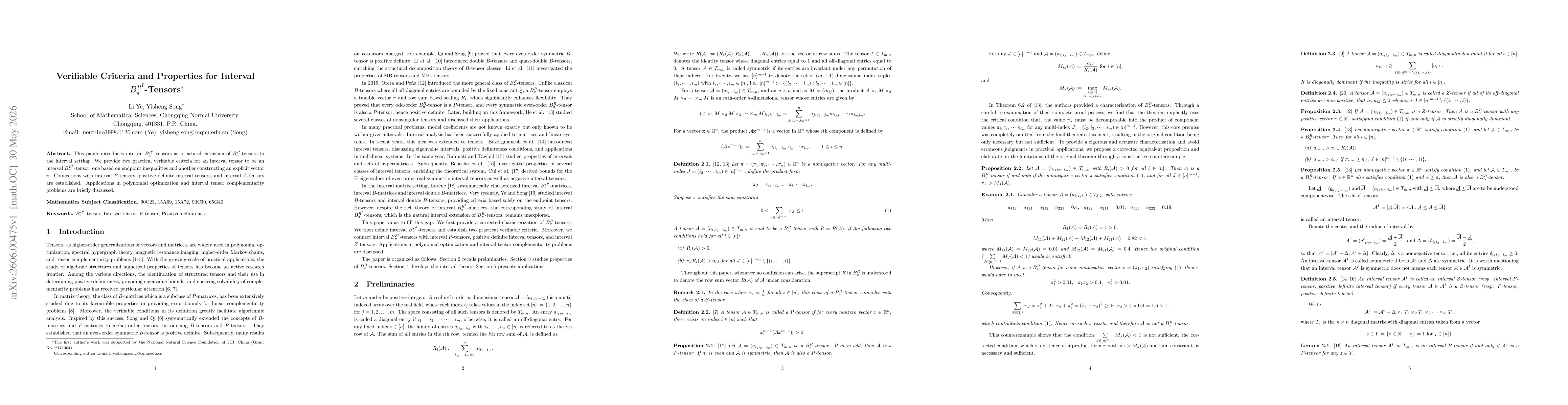 Thumbnail for Verifiable Criteria and Properties for Interval $B_π^{R^I}$-Tensors
