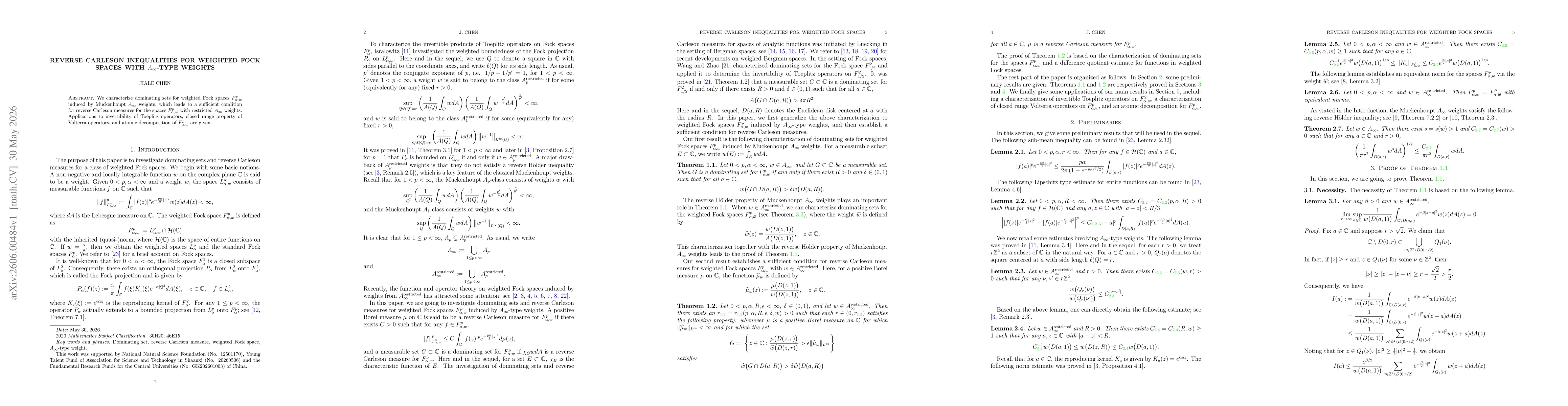 Thumbnail for Reverse Carleson inequalities for weighted Fock spaces with $A_{\infty}$-type weights