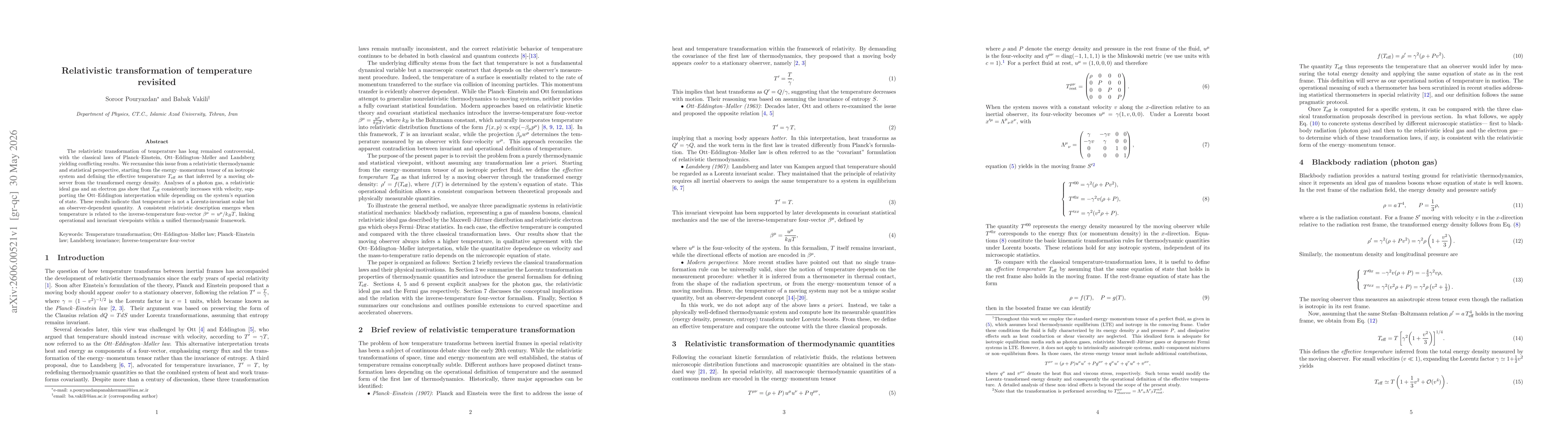Thumbnail for Relativistic transformation of temperature revisited