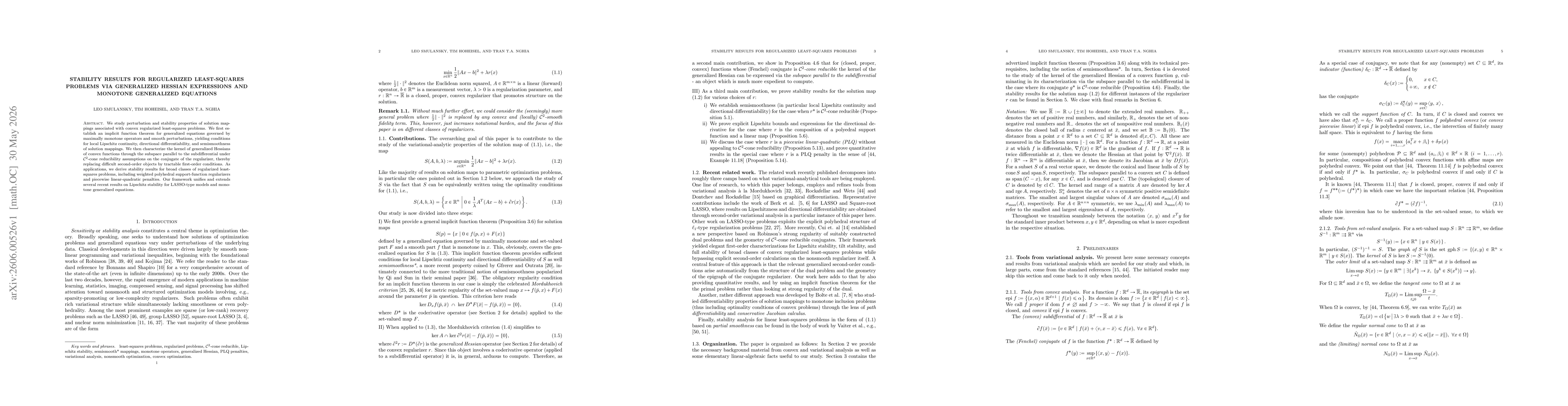 Thumbnail for Stability results for regularized least-squares problems via generalized Hessian expressions and monotone generalized equations