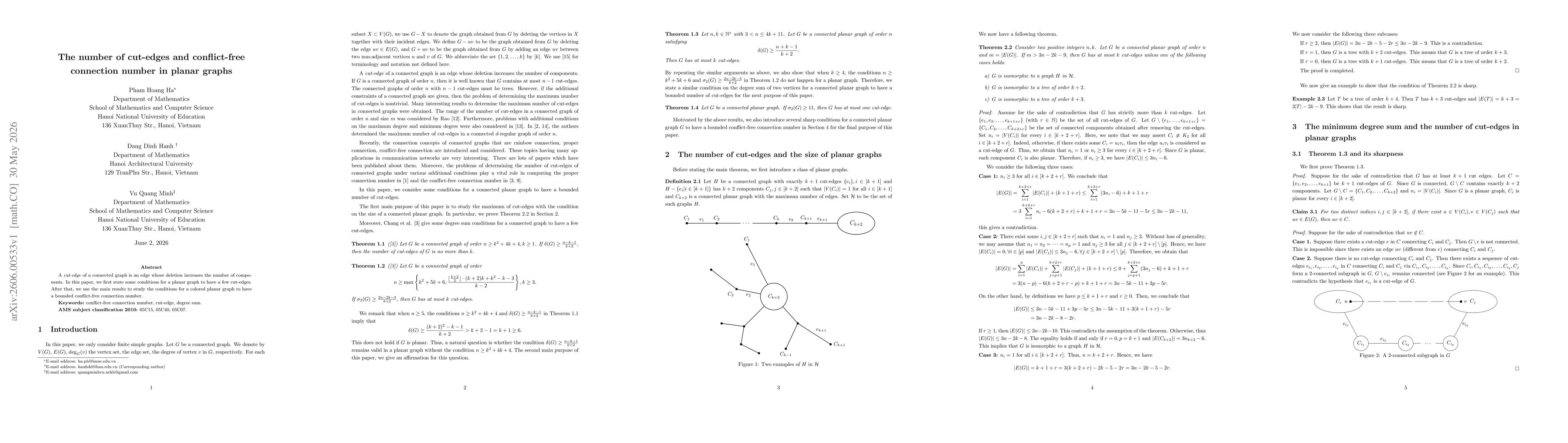 Thumbnail for The number of cut-edges and conflict-free connection number in planar graphs