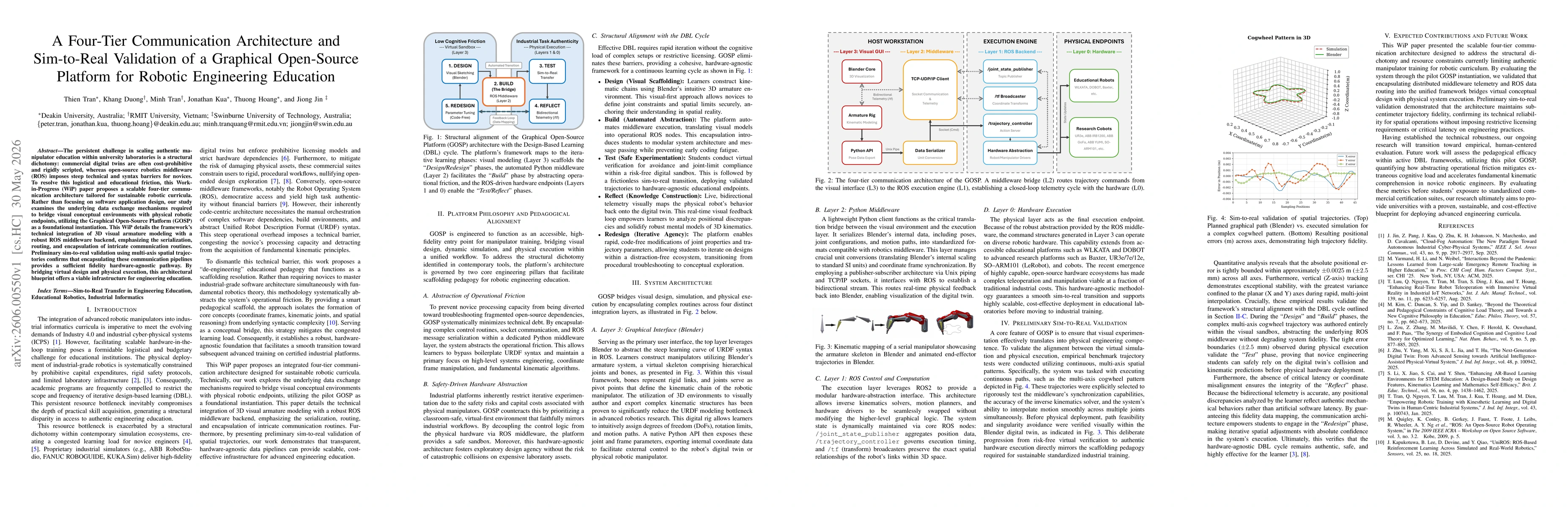 Thumbnail for A Four-Tier Communication Architecture and Sim-to-Real Validation of a Graphical Open-Source Platform for Robotic Engineering Education