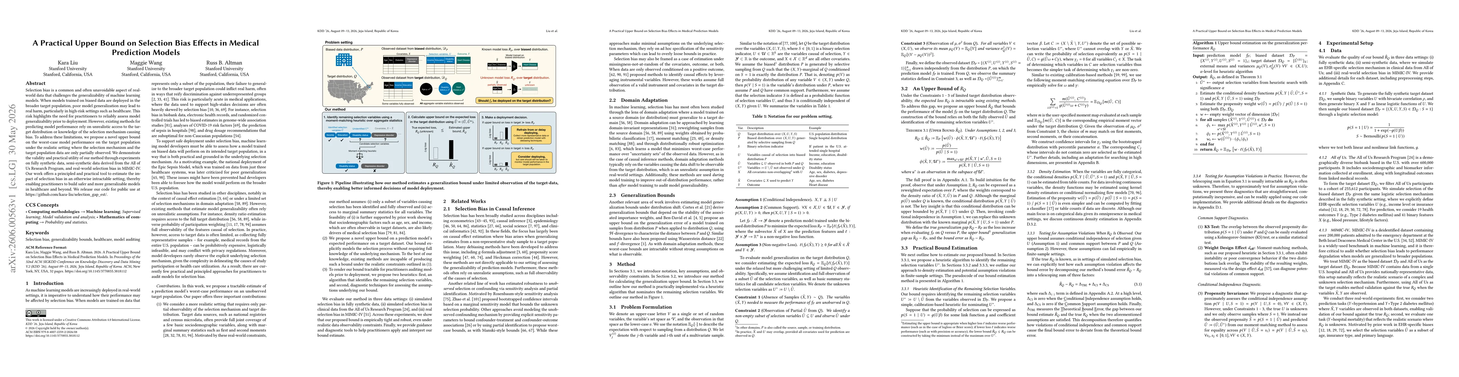 Thumbnail for A Practical Upper Bound on Selection Bias Effects in Medical Prediction Models