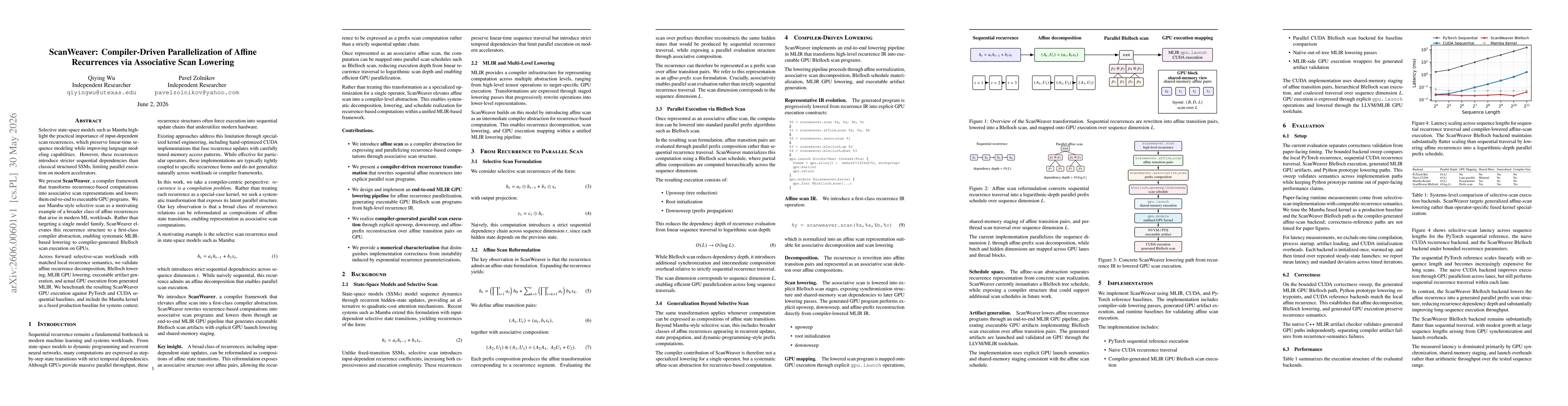 Thumbnail for ScanWeaver: Compiler-Driven Parallelization of Affine Recurrences via Associative Scan Lowering