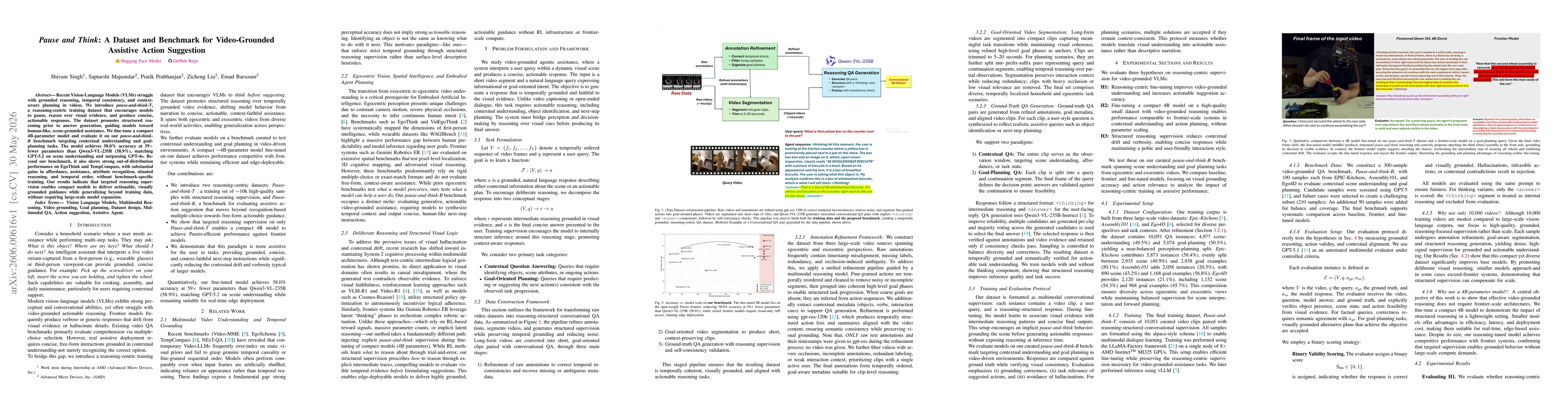 Thumbnail for Pause and Think: A Dataset and Benchmark for Video-Grounded Assistive Action Suggestion