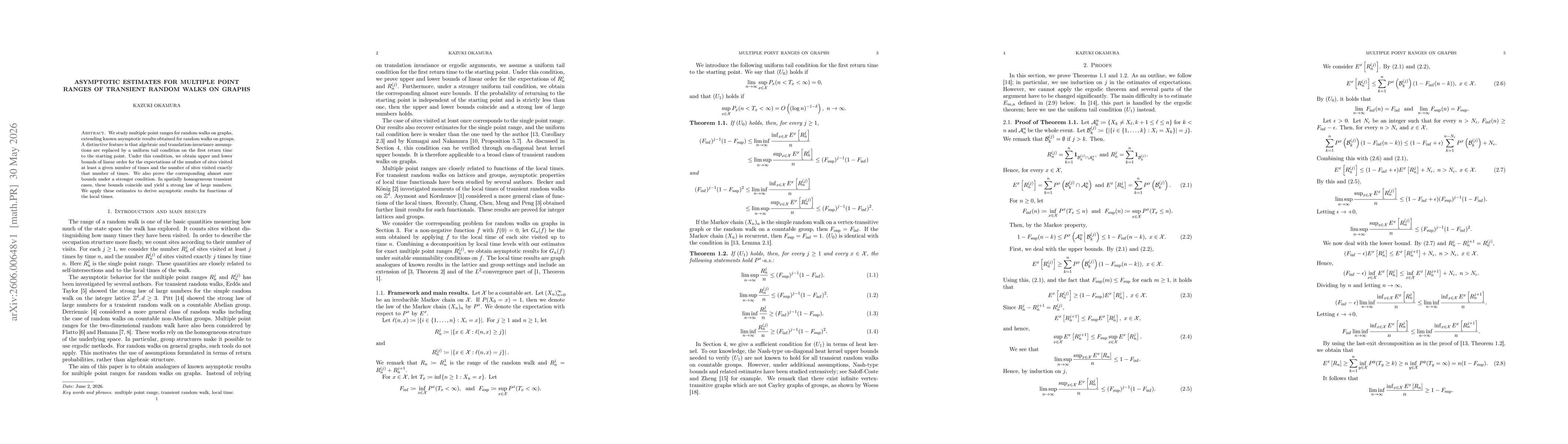 Thumbnail for Asymptotic estimates for multiple point ranges of transient random walks on graphs
