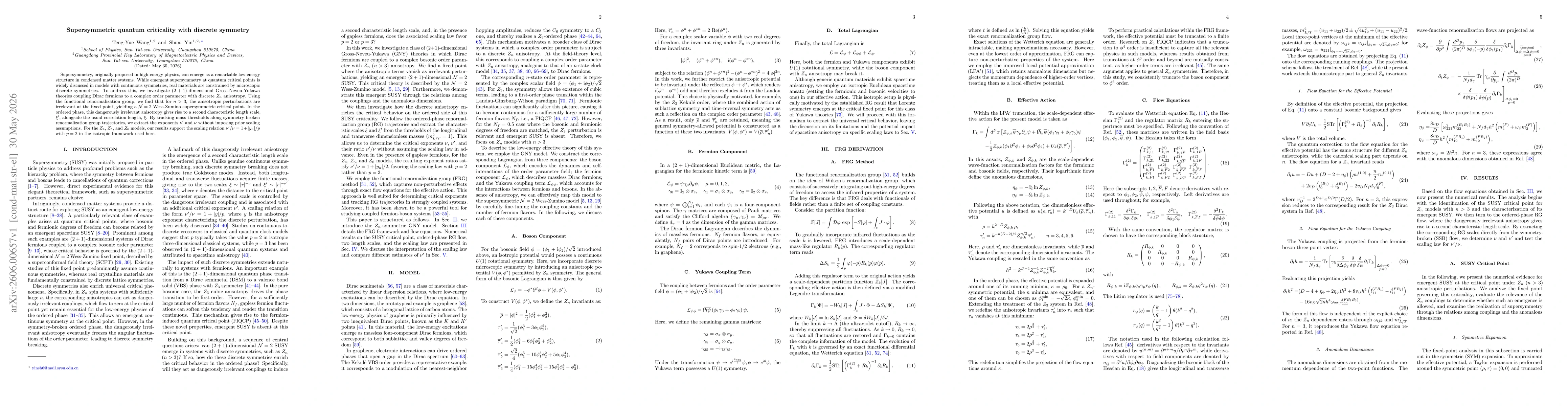 Thumbnail for Supersymmetric quantum criticality with discrete symmetry