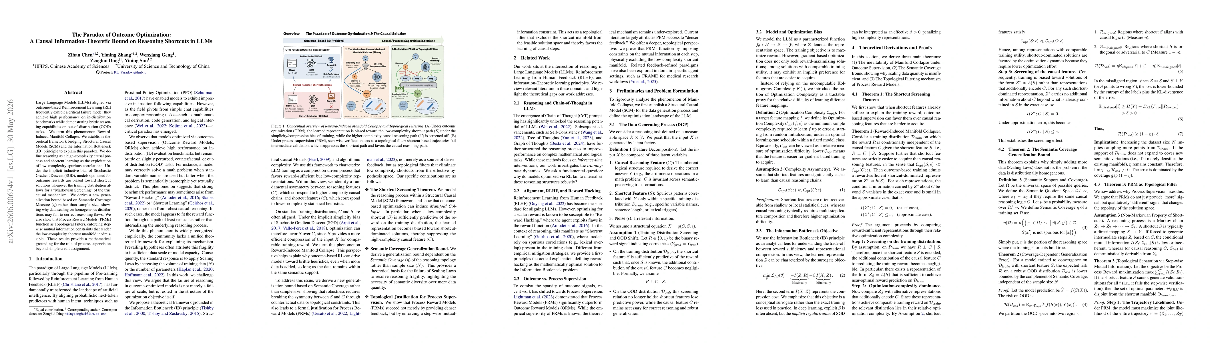 Thumbnail for The Paradox of Outcome Optimization: A Causal Information-Theoretic Bound on Reasoning Shortcuts in LLMs
