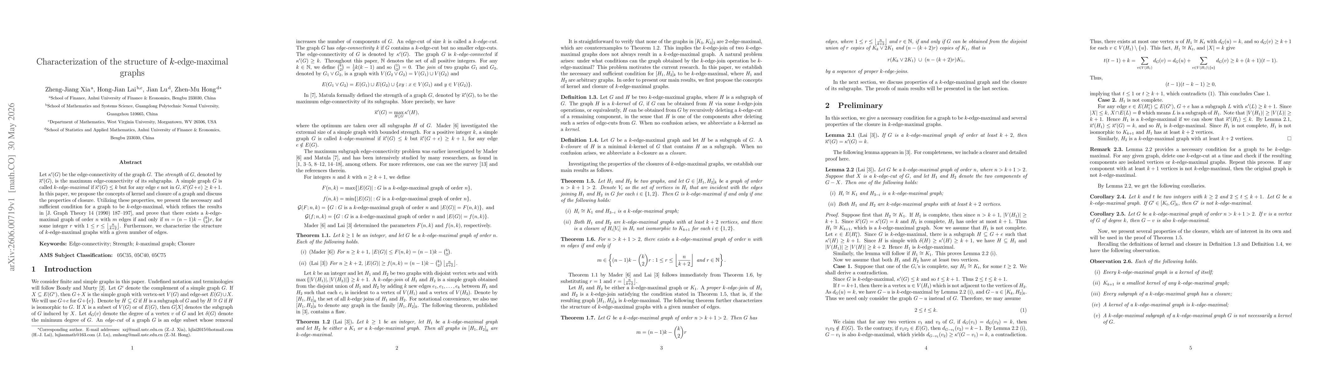 Thumbnail for Characterization of the structure of $k$-edge-maximal graphs