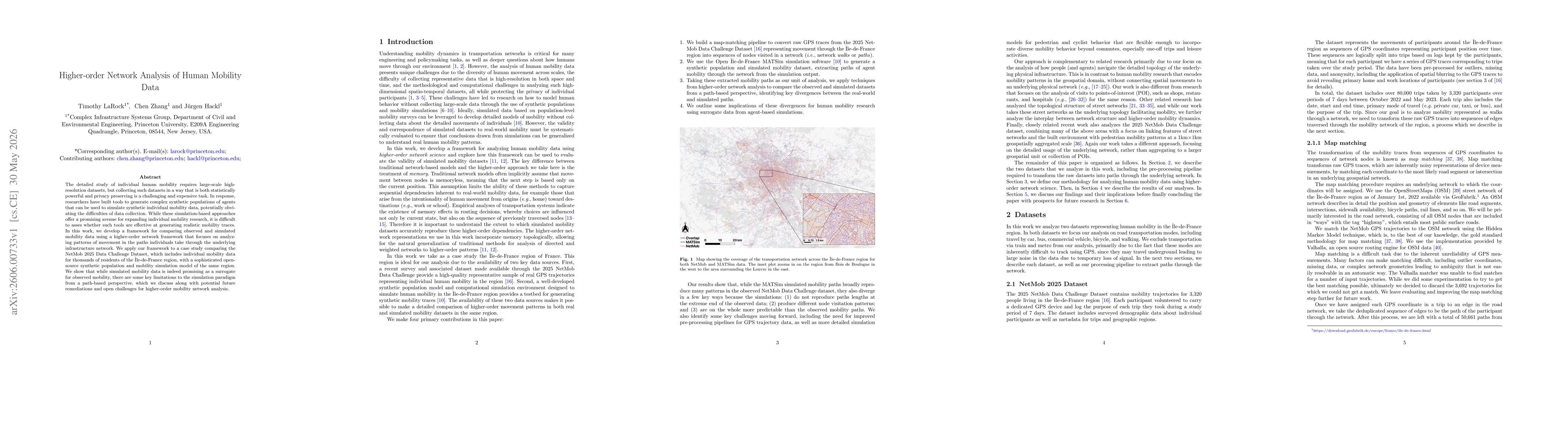 Thumbnail for Higher-order Network Analysis of Human Mobility Data
