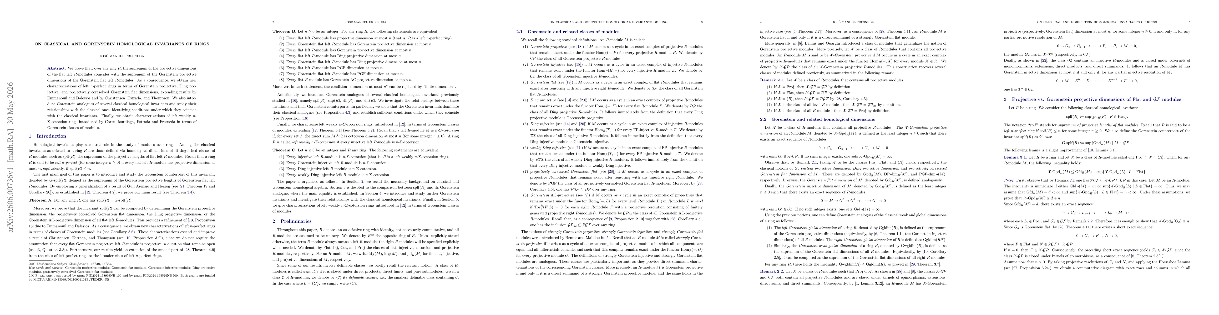 Thumbnail for On classical and Gorenstein homological invariants of rings