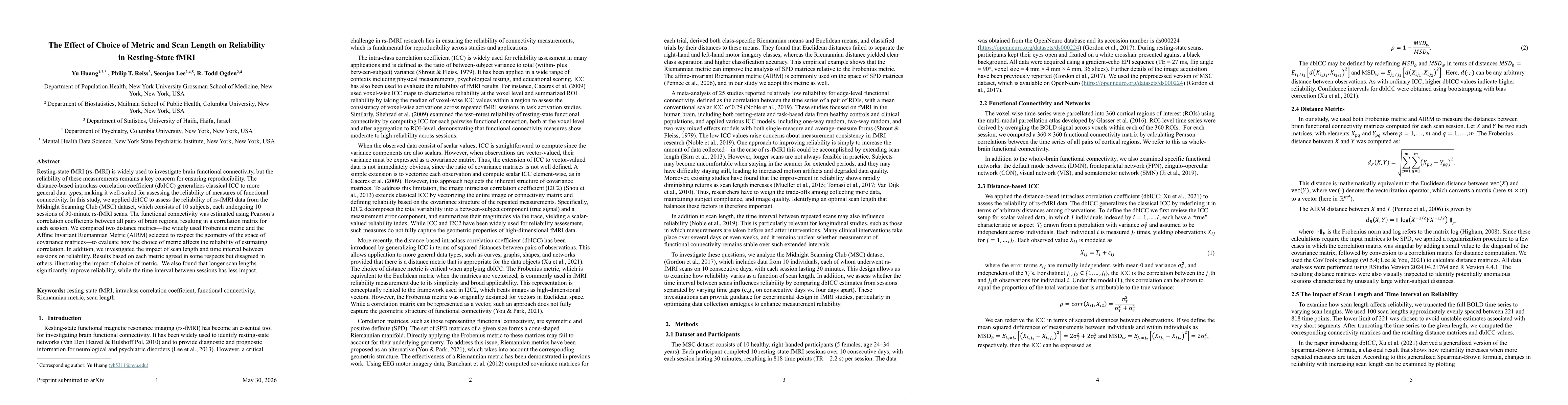 Thumbnail for The Effect of Choice of Metric and Scan Length on Reliability in Resting-State fMRI