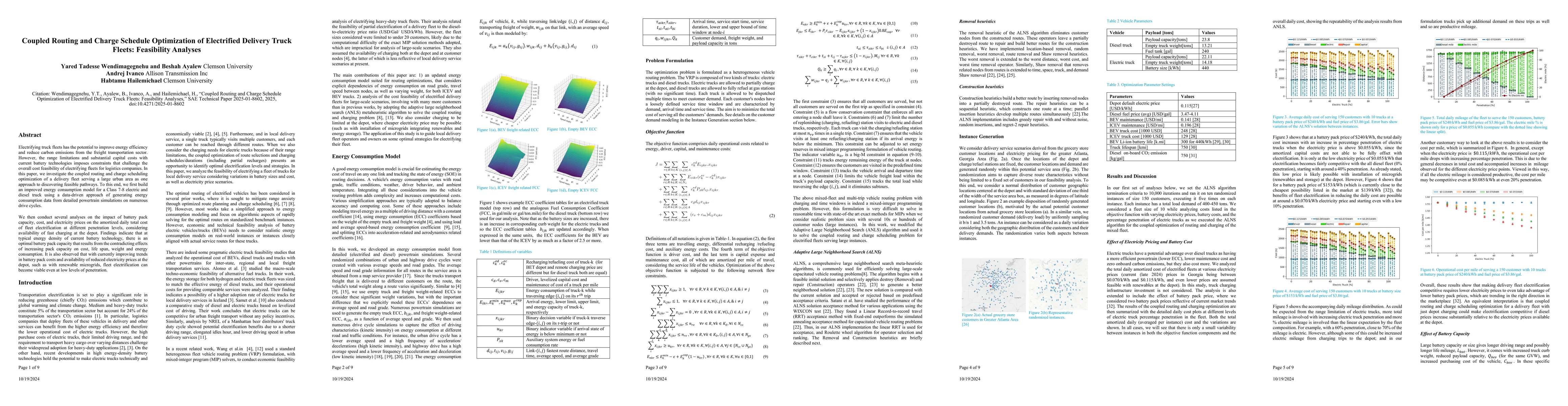 Thumbnail for Coupled Routing and Charge Schedule Optimization of Electrified Delivery Truck Fleets: Feasibility Analyses