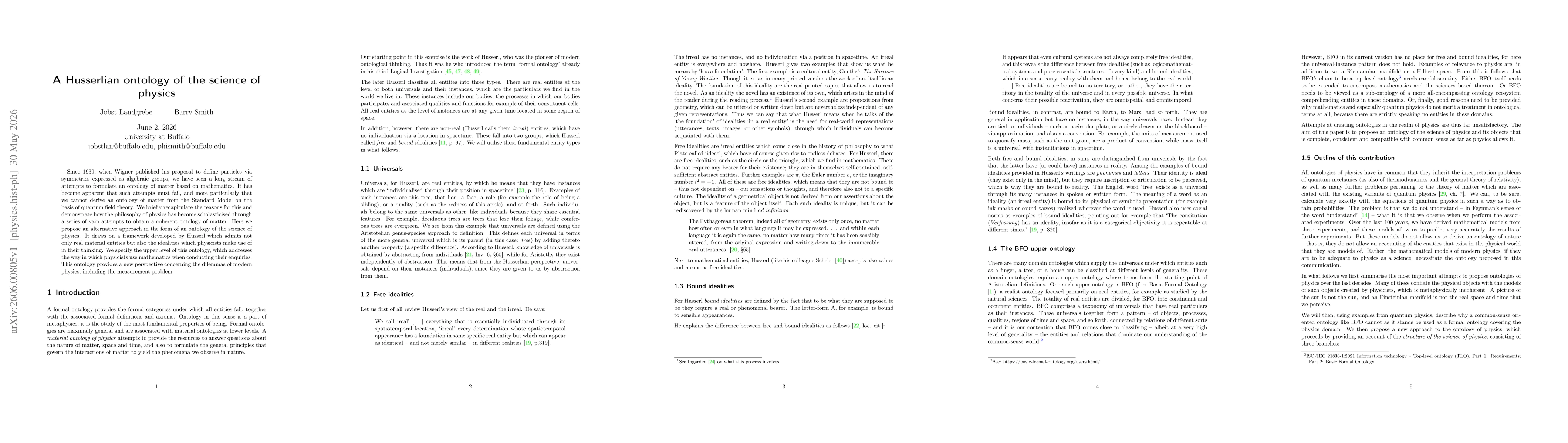 Thumbnail for A Husserlian ontology of the science of physics