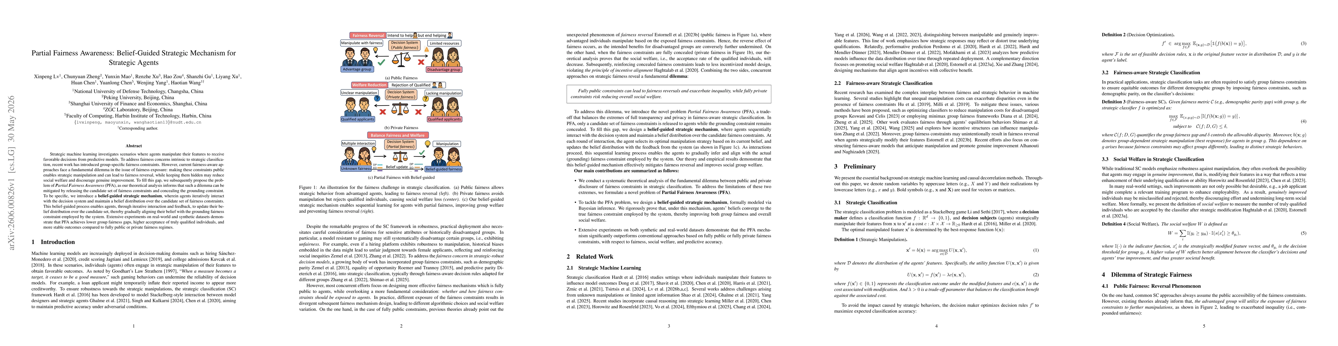 Thumbnail for Partial Fairness Awareness: Belief-Guided Strategic Mechanism for Strategic Agents