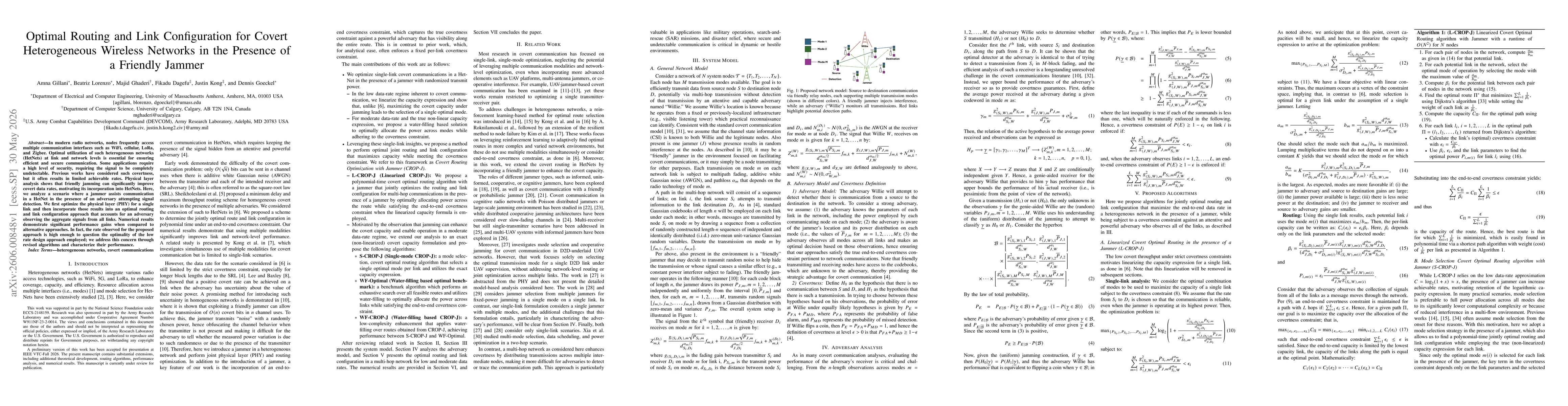 Thumbnail for Optimal Routing and Link Configuration for Covert Heterogeneous Wireless Networks in the Presence of a Friendly Jammer