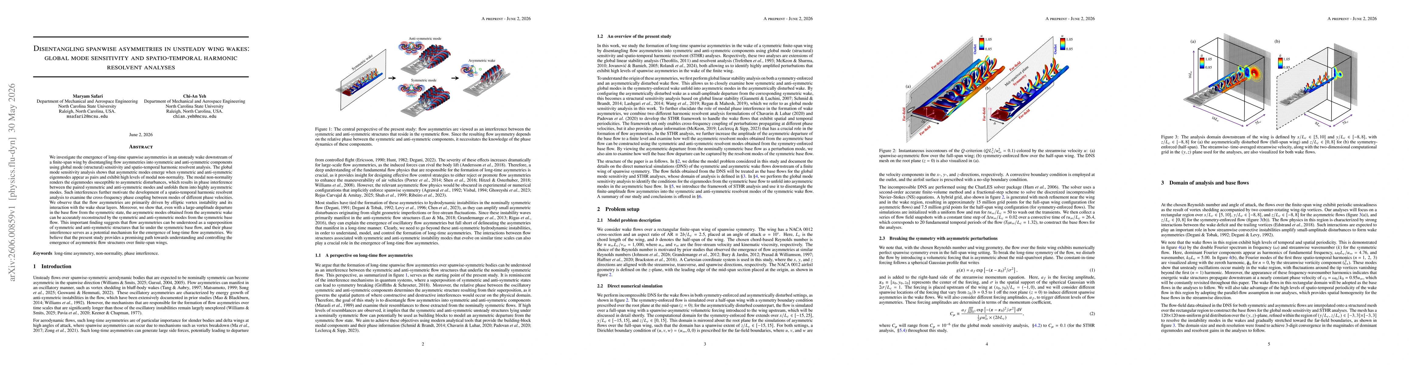 Thumbnail for Disentangling spanwise asymmetries in unsteady wing wakes: global mode sensitivity and spatio-temporal harmonic resolvent analyses