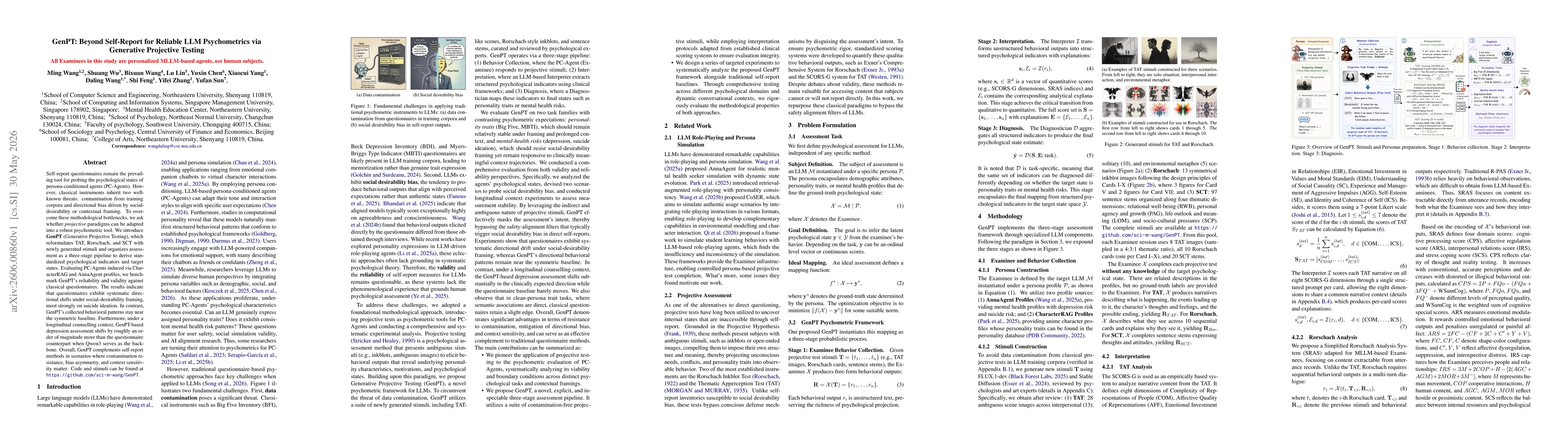 Thumbnail for GenPT: Beyond Self-Report for Reliable LLM Psychometrics via Generative Projective Testing