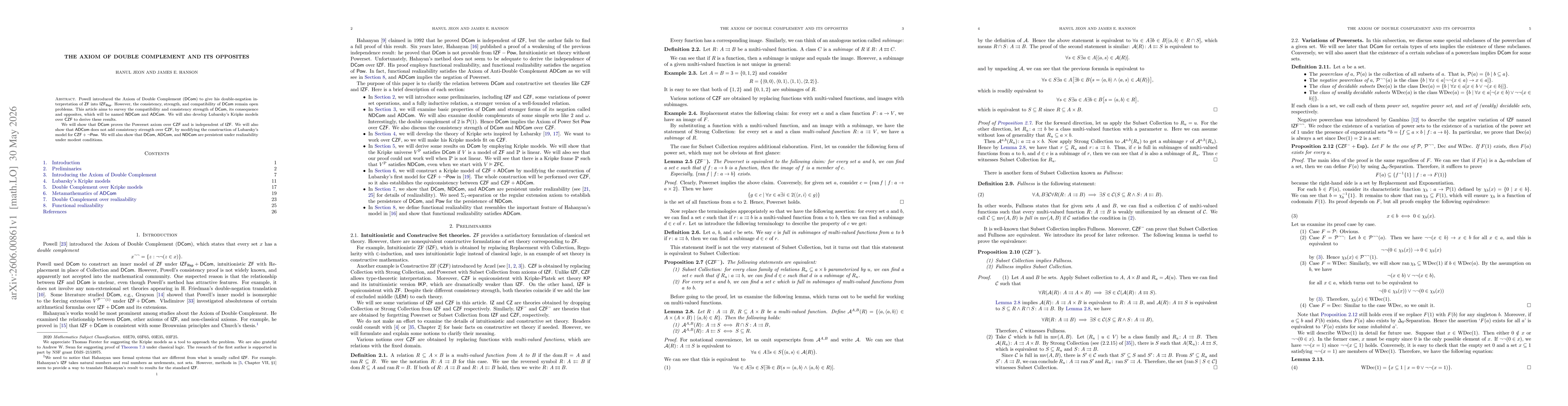 Thumbnail for The Axiom of Double Complement and its opposites