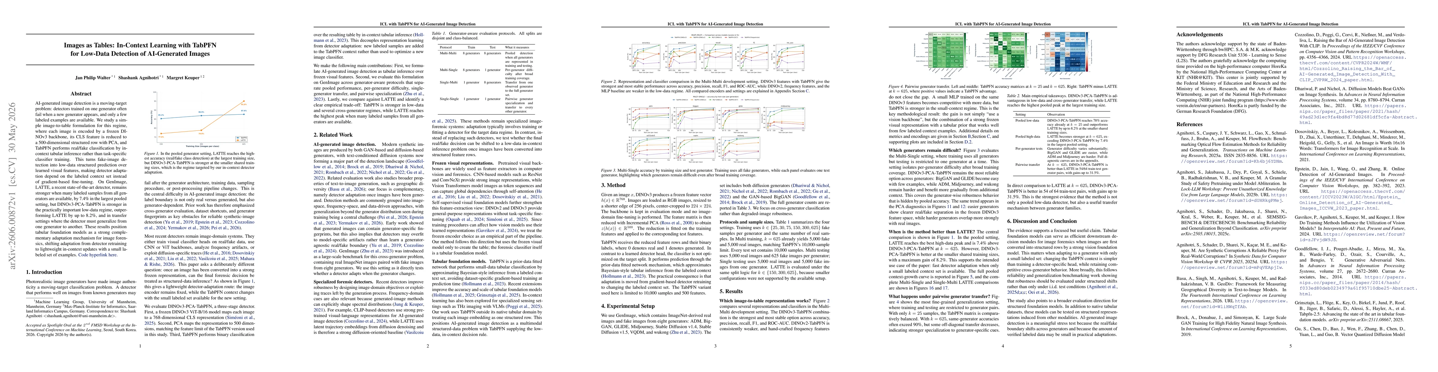 Thumbnail for Images as Tables: In-Context Learning with TabPFN for Low-Data Detection of AI-Generated Images