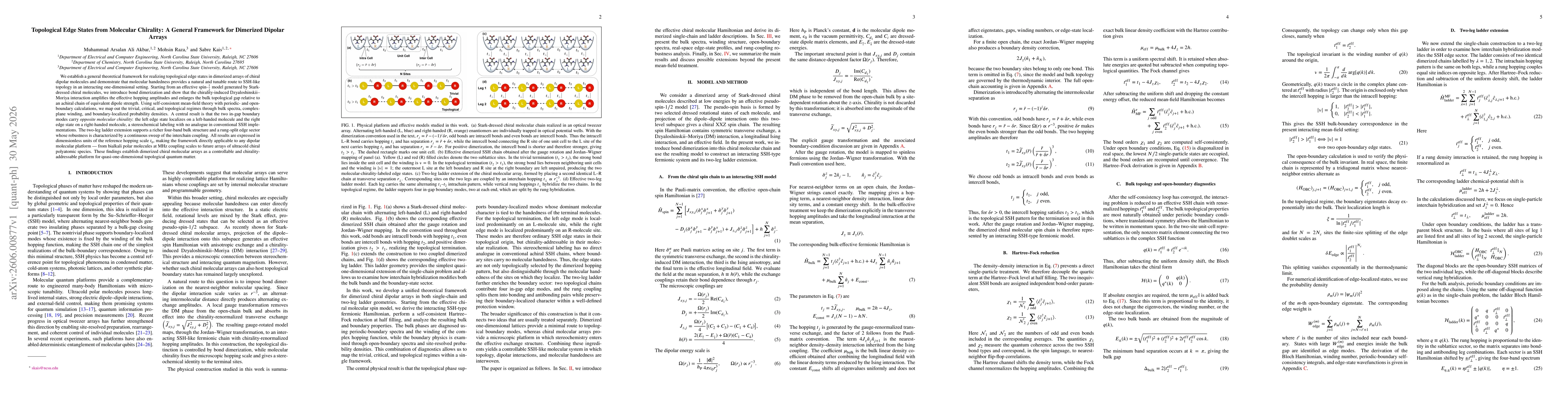 Thumbnail for Topological Edge States from Molecular Chirality: A General Framework for Dimerized Dipolar Arrays