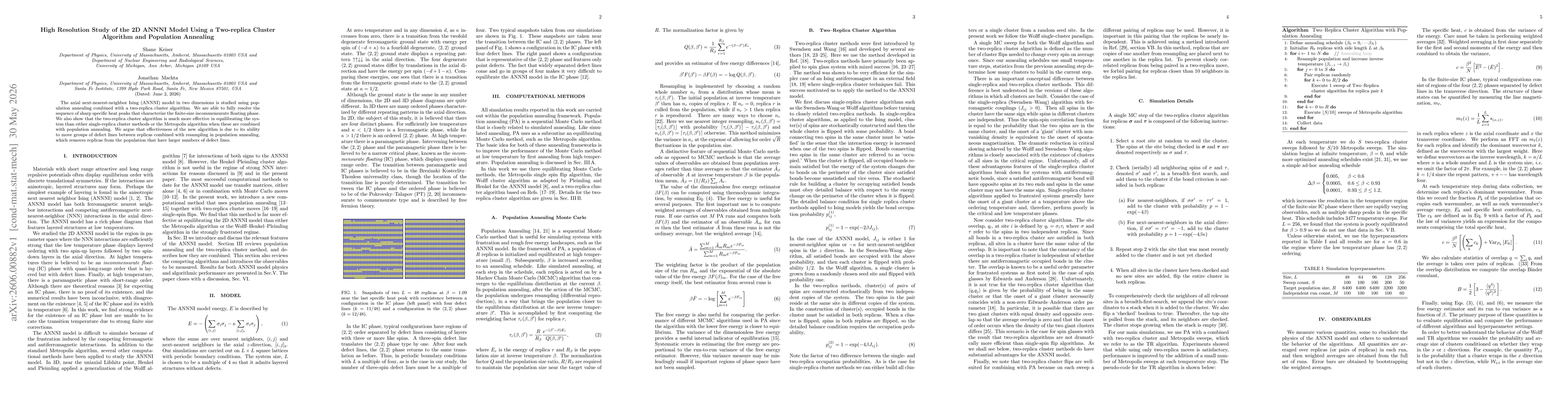 Thumbnail for High Resolution Study of the 2D ANNNI Model Using a Two-replica Cluster Algorithm and Population Annealing